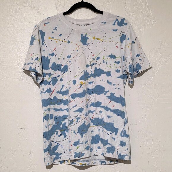 Spark Studio Mens Paint Splatter Shirt Small Streetwear Casual Graphic Tee 90s - Picture 2 of 6